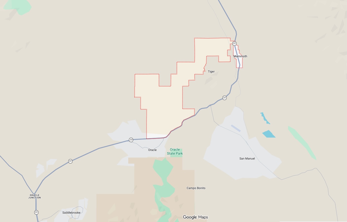 Mammoth AZ map