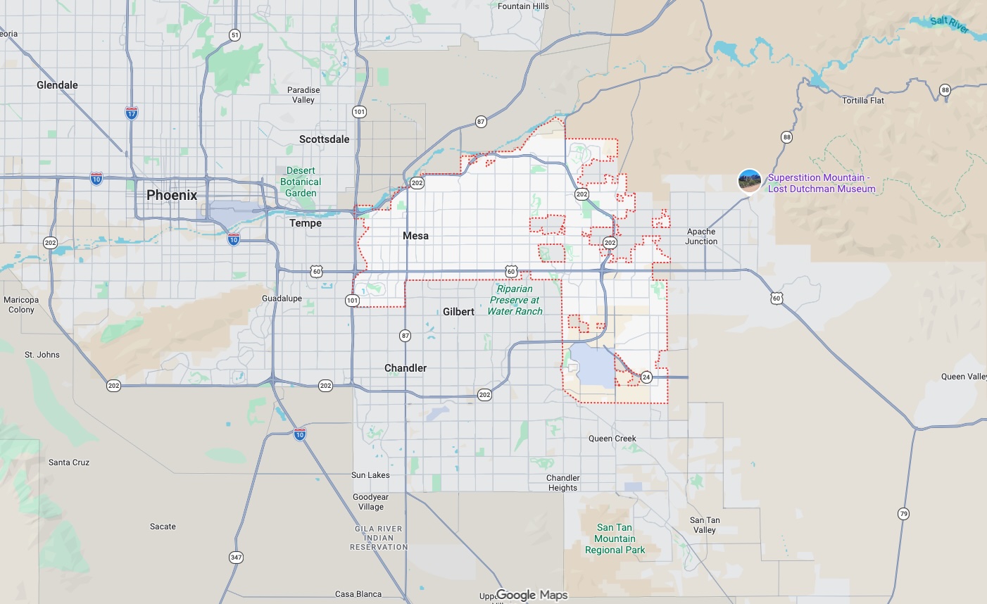 Mesa AZ map